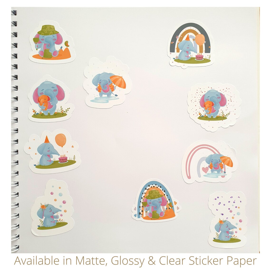 Elephant Stickers 10 Baby Elephant Fun Stickers for Baby Etsy