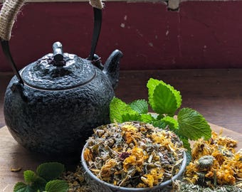 Té de hierbas "Dulces Sueños", sueño profundo, relajante, calmante, orgánico, ayuda al insomnio, antes de acostarse.