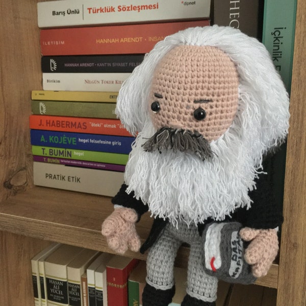 Philosopher Karl Marx Crochet Decor, Karl Marx Amigurumi Doll, Philosophy Art, Crochet Philosopher, Graduate Gift, Famous Person Doll