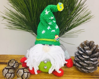 Green Hat Gnome, Gnome Crochet Gift, Knitted Gnome Gift, Stuffed Gnome Toy, Gift for Christmas, Fall Decor