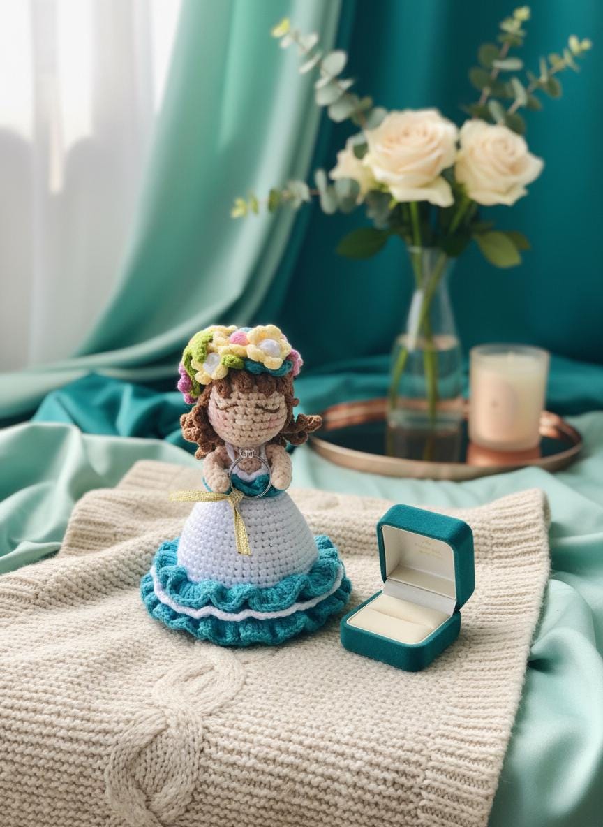 かぎ針編みブーケプリンセスリバーシブルドール、クリエイティブな