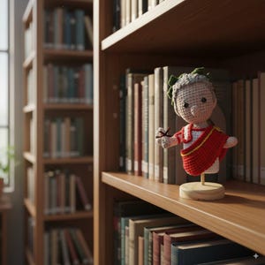 Julius Caesar Amigurumi Bust, Handmade Crochet Roman Leader Desk Decor, Unique Gift for History Buffs and Classicists, Antique Roman