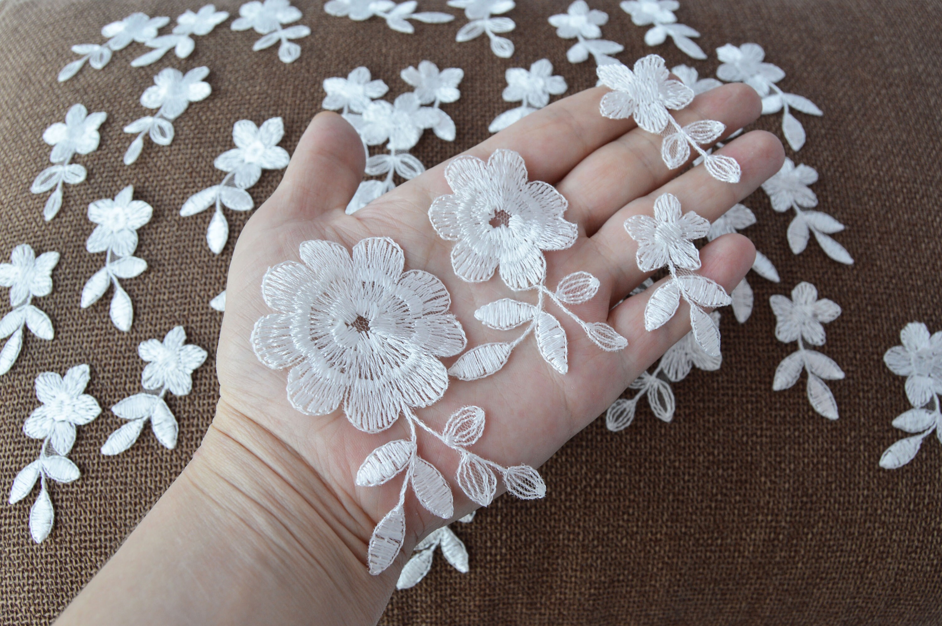 Lace flowers applique 50 pieces Mixed off white lace flowers | Etsy