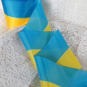 Oekraïens zijden lint 3,5-inch Oekraïense vlaglint Blauw en geel breed zijden lint 9,5 cm Oekraïense nationale vlaglint Standaard met Oekraïne