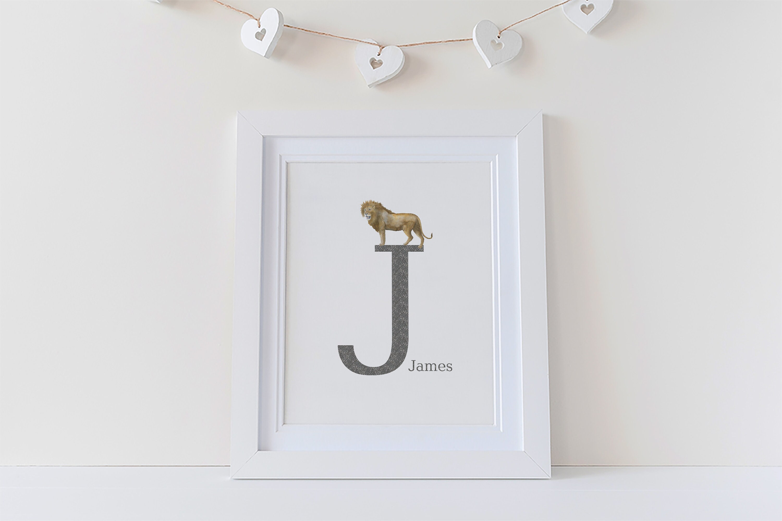 Safari Wall Art Animal Wall Art Personalised Name Initial Etsy UK