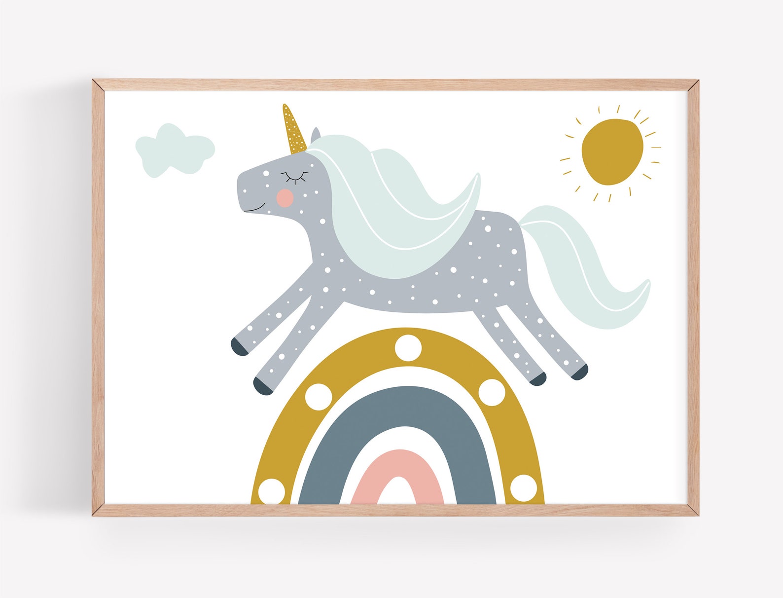 Boho unicorn printable Unicorn wall art Rainbow wall decor Etsy