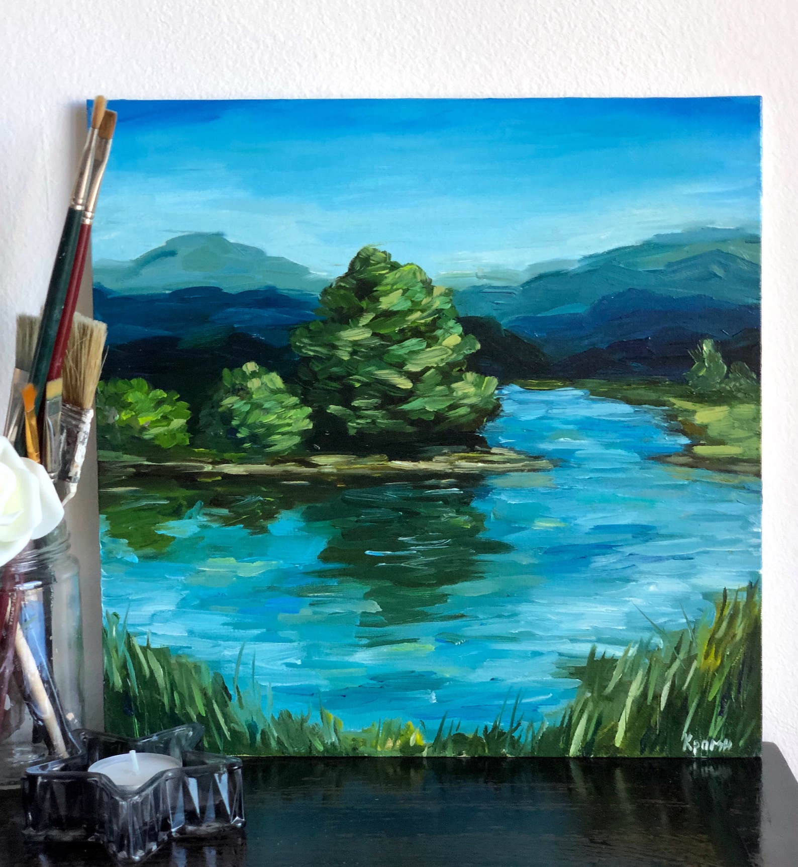 Lake Oil Painting Lake Landscape Oil Painting Mountain Lake Etsy UK