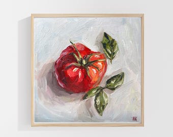 Framed Tomato Art Print: Rustic Kitchen Wall Decor