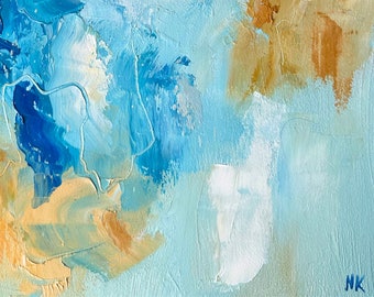 A Day in Summer - Original Textured Artwork - Blue Gold