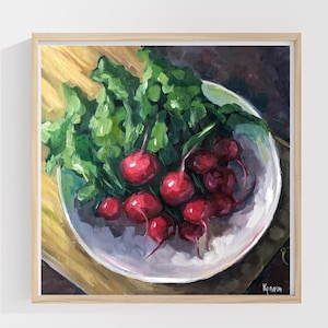 トマトの油絵 - 素朴なキッチンの静物画、20 x 20 cm - Etsy 日本