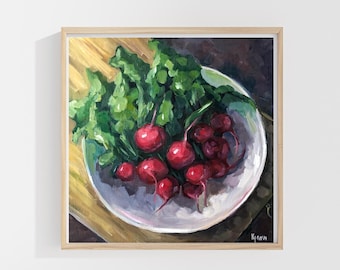 トマトの油絵 - 素朴なキッチンの静物画、20 x 20 cm - Etsy 日本