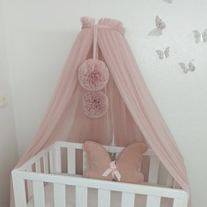 Toddlers canopy, Kids hanging canopy for nursery, Baby trend canopy, Soft baldachin for nursery with holder, Crib canopy, Princess baldachin