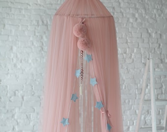 Tenda com dossel para cama de princesa, dossel rosa para quarto de meninas, baldaquino suspenso para berçário, dossel transparente para brincar, dossel de teto para berçário, presente