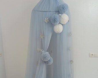 Kids blue canopy, Nursery baldachin, nursery Canopy, Bed Tent, Nursery canopy, Play room canopy, Princess baldachin, bed sky canopy