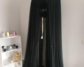 Black Bed Canopy, Nursery Bed Decoration, Unique Black Canopy, Nursery Canopy, Playroom Canopy, Princess Baldachin, Ceiling Canopy for Bed