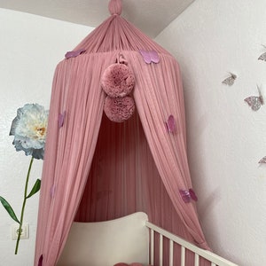Round Tulle Canopy for Kids or Adults, Ceiling Princess Baldachin, Mesh Bed Canopy for Nursery, Toddler Canopy Decor, Dreamy Canopy for Kids