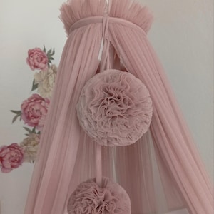 Bed tulle canopy for nursery with stand, Kids hanging baldachin, Crib canopy, Nook baldachin, Toddler canopy, decor over the crib