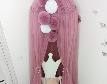 Princess Bed Tent, Pink Bed Canopy, Baby Girls Canopy, Kids Play Room Canopy, Reading Corner Canopy, Round Over Bed Canopy, Nursery Canopy