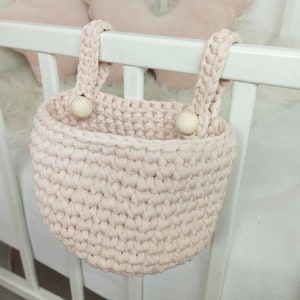 Hanging Storage Basket for Crib, Toy Pocket Organizer, Boho Nursery Gift Decor, Baby Bed Storage, Crib Hanging Basket for Toys & Diapers,