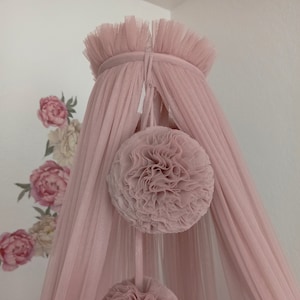 Bed tulle canopy for nursery with stand, Kids hanging baldachin, Crib canopy, Nook baldachin, Toddler canopy, decor over the crib