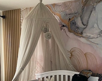 Nursery crib canopy, kids canopy, tulle baldachin, playroom canopy, princess baldachin, bed baldachin, tulle princess tent dusty pink canopy