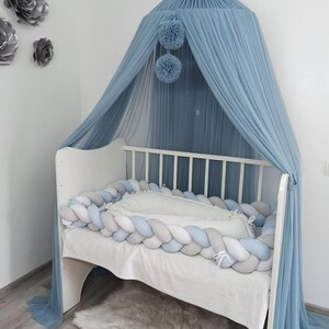 Bed canopy for boys, soft smooth play canopy, kids room decor, nursery crib netting, bed canopy with 18 colors options, reading nook canopy image 12