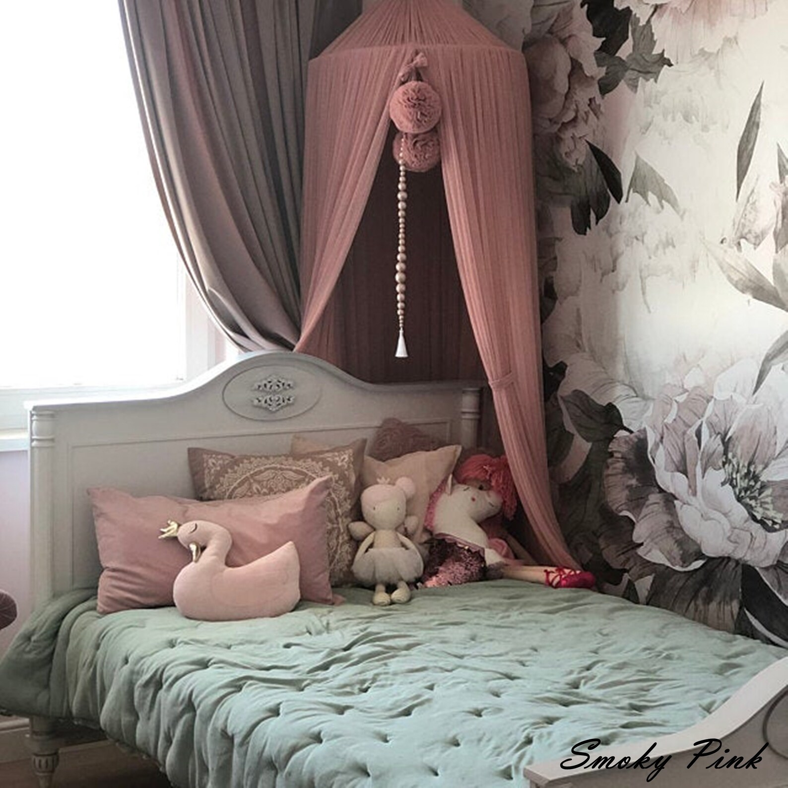 White Cot Canopy Canopy With Pom Poms Nursery сanopy Canopy Etsy