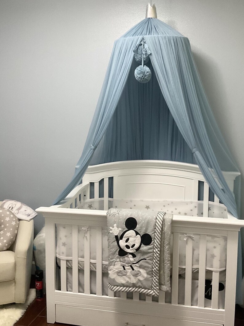 Bed canopy for boys, soft smooth play canopy, kids room decor, nursery crib netting, bed canopy with 18 colors options, reading nook canopy image 11