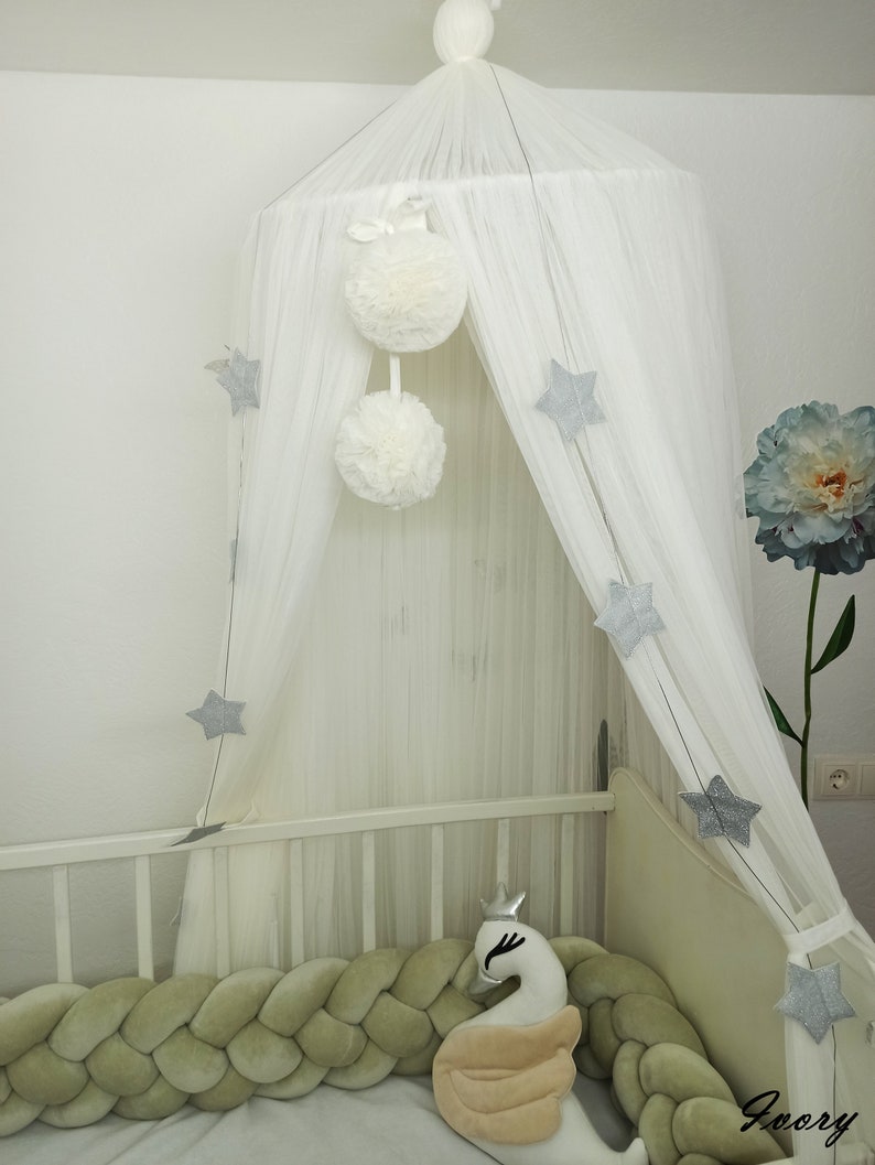 Play Canopy With Pompoms Custom Canopy Nursery Decor Canopy Etsy