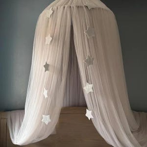 Luxury Bed Canopy with Pompoms, Custom Tulle Canopy for Queen Bed, Reading Nook Tent, Large Playroom Tent, Elegant Bedroom Decor Canopy