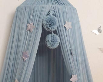 Bed canopy for boys, soft smooth play canopy, kids room decor, nursery crib netting, bed canopy with 18 colors options, reading nook canopy