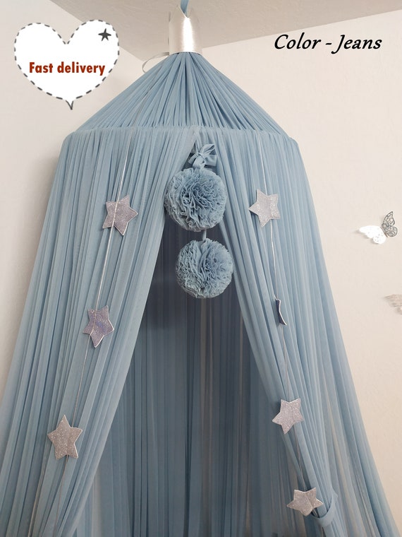 Bed canopy for boys, soft smooth play canopy, kids room decor, nursery crib netting, bed canopy with 18 colors options, reading nook canopy