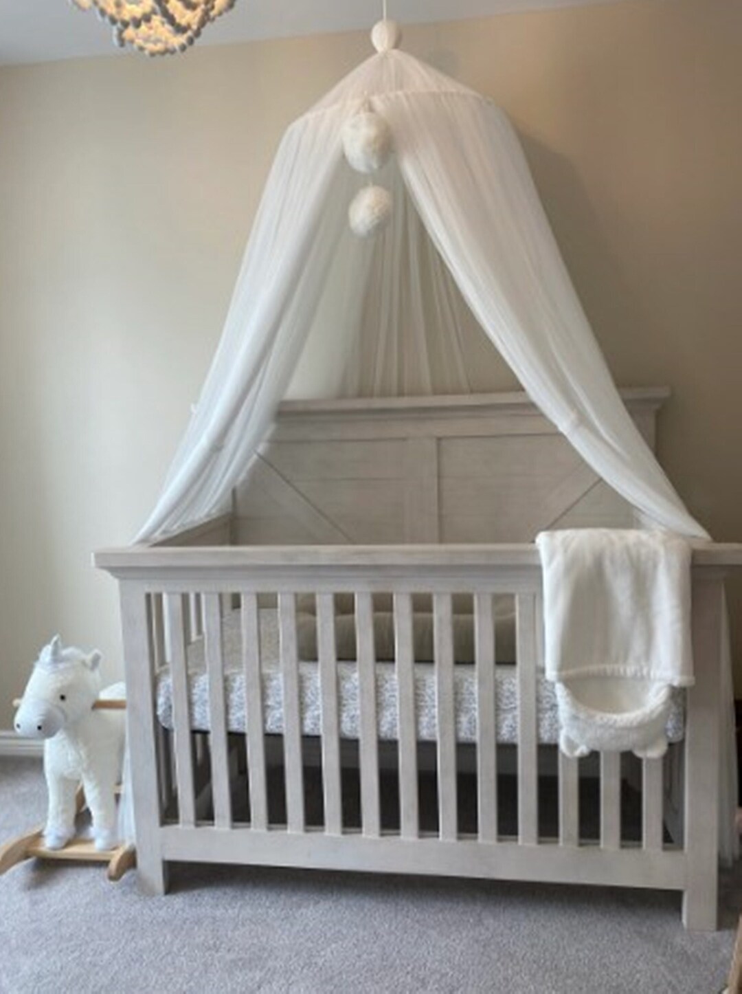 White Cot Canopy Canopy With Pom Poms Nursery сanopy Canopy Etsy