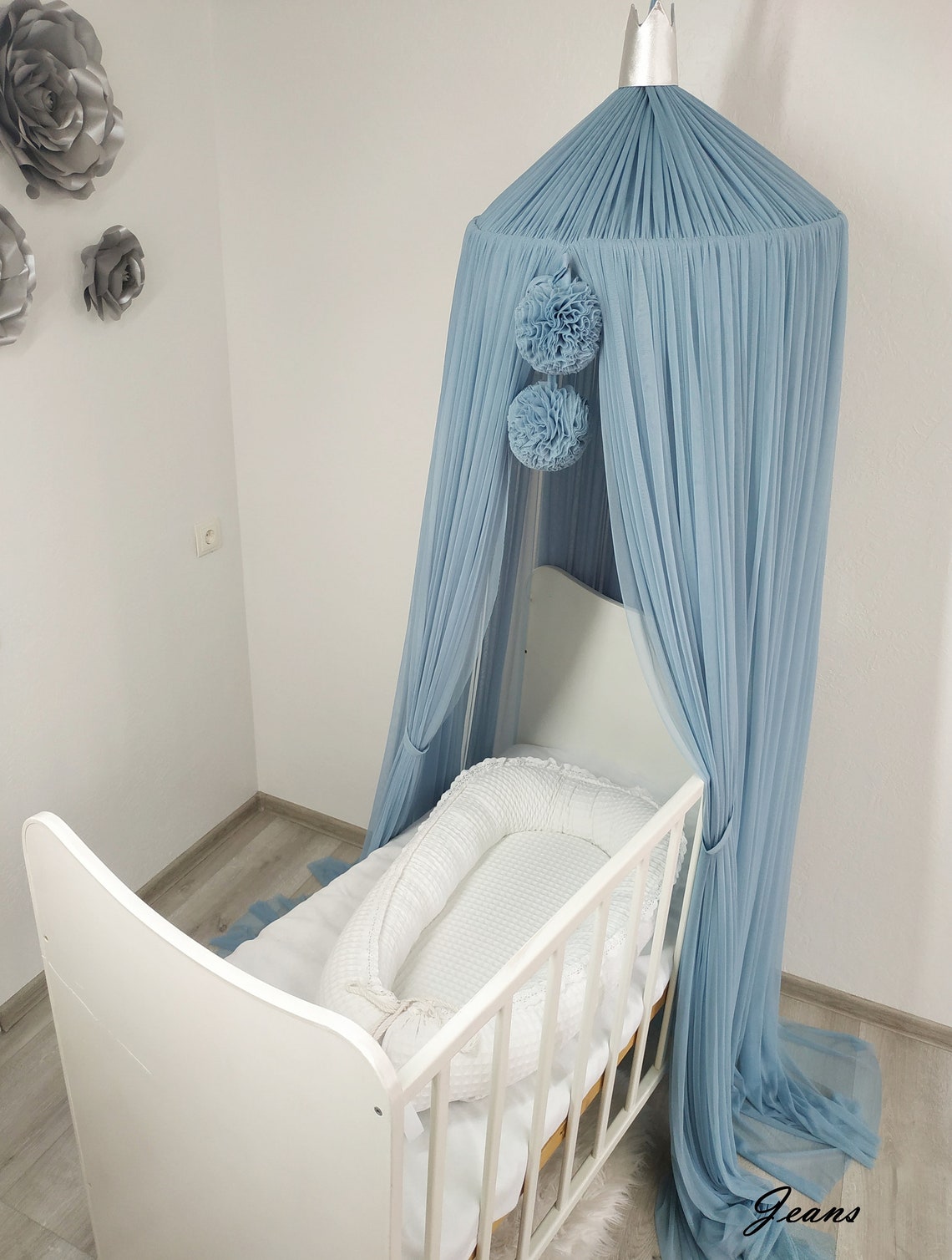 Blush Cot Canopy Cot Canopy With Pom Poms Canopy Over Cot Etsy