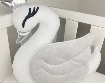 Princess swan pillow, Decorative swan pillow for nursery, Swan cushion, Nursery decorative swan pillow, Nursery decor, Girls birthday gift