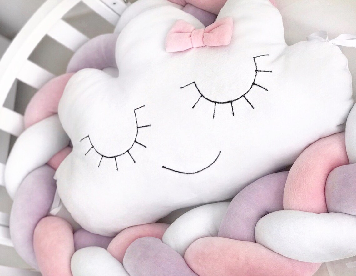 Set of bumper with pillow bumper pads baby decor minibed Etsy