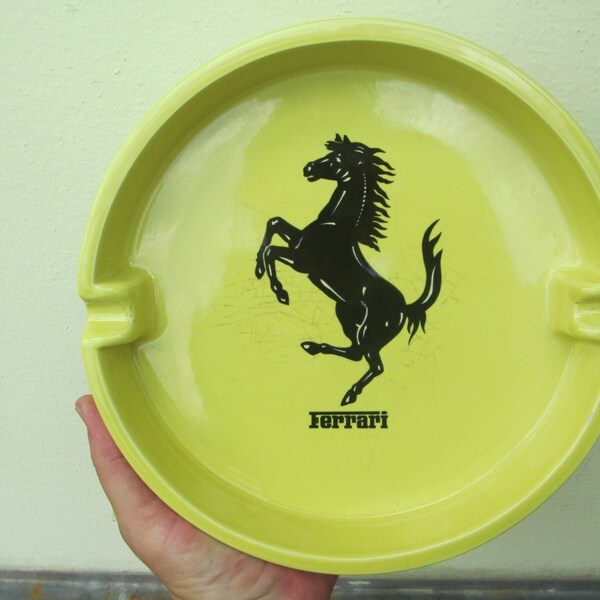 1980 Ferrari Maranello vintage ceramic ashtray Bitossi yellow prancing horse original cm. 24 10" car F1 large