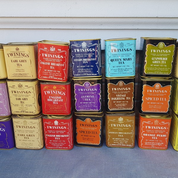 3 scatole di latta a scelta te' Twinings london england vintage rare 3 tea tin cans at your choice
