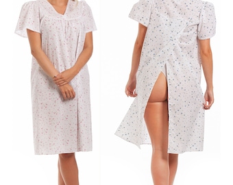 NEW Ladies INCONTINENCE Open Back Poly Cotton Nightdress Nightie Hospital Gown