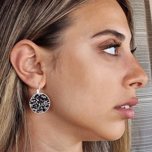 Black Swarovski  Crystal Earrings, sparkly crystal earrings, round, drop Swarovski earrings