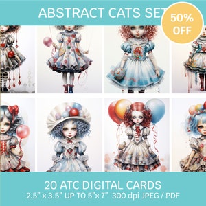 50% OFF Sale - ATC Cards Digital Set, Astronomy Junk Journal Digi Kit, Collage ATC Cards, Printable , Mini Art, 2.5x3.5 prints,