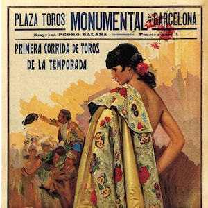 Cartel de corrida de toros en Barcelona, España, año 1935