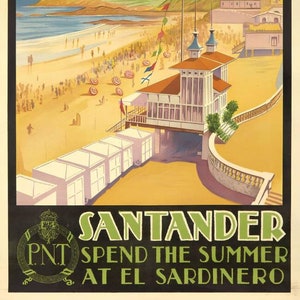 Cartel vintage de turismo en Santander, España
