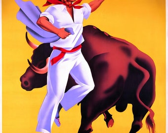 Cartel vintage de toros en San Fermín 1953