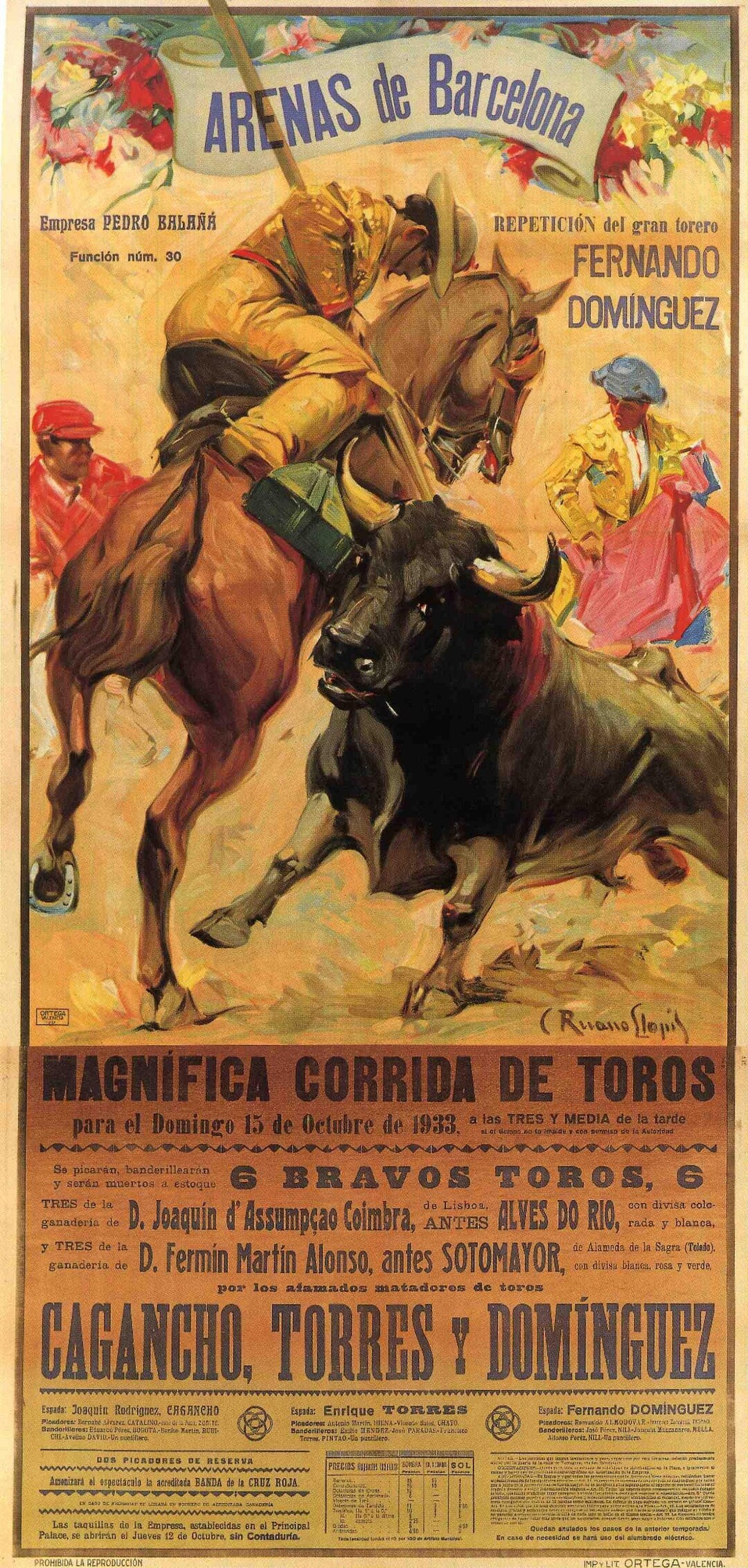 Bull Fighting Vintage Poster - Etsy