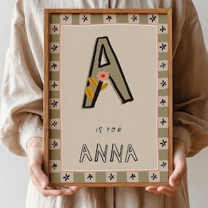 Personalized Kids Name Print – Custom Nursery Name Sign & Initial Poster for Baby Room Decor (Digital Download)