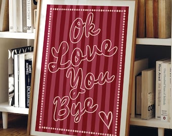 Olivia Dean Print - Song Lyrics Wall Art, Vintage Poster, Retro Striped Poster, Ok Love You Bye, Digital Download