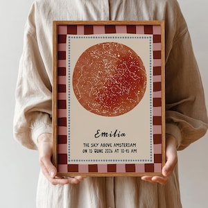 Gepersonaliseerde sterrenkaart print, aangepaste poster nachtelijke hemel, geboorte sterrenkaart, babynaam kinderkamer kunst aan de muur kunstcadeau, digitale download