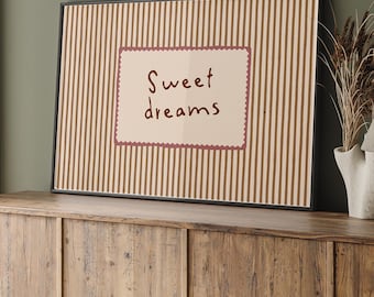 Affiche « Douces Rêves », Décoration murale pour chambre d'enfant, marron, rose et crème, Cadre festonné, Téléchargement numérique