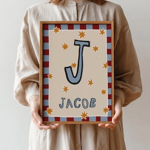 Letrero con nombre para bebé: póster personalizado con el nombre de la habitación de tu bebé, regalo personalizado para la decoración de la habitación de tu niño, impresión de iniciales para el nombre de tu bebé (descarga digital)